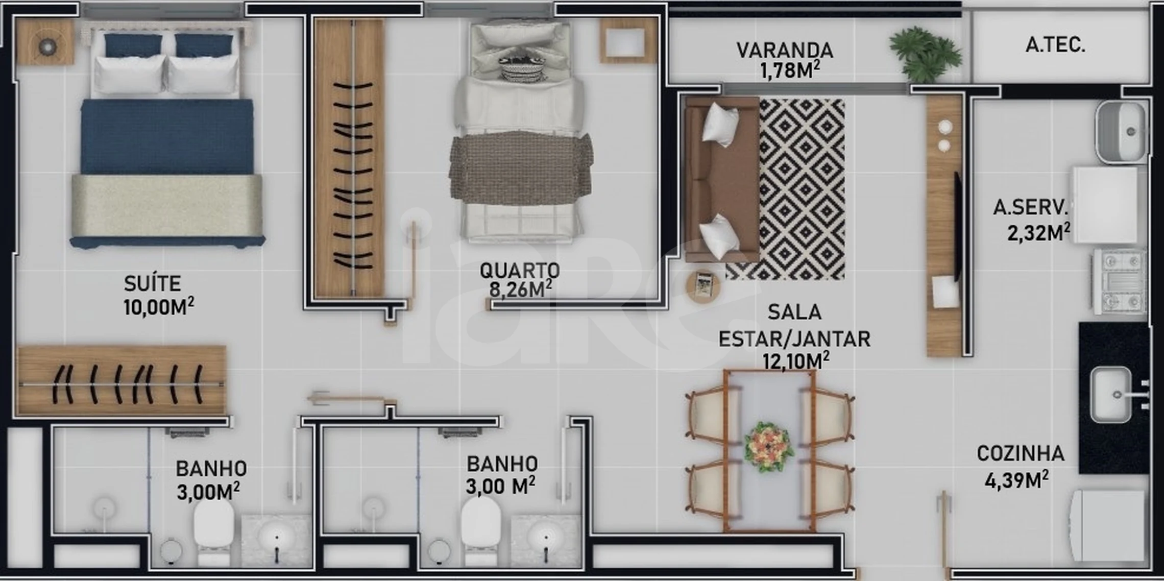 Planta — Apartamento 47,69 m²