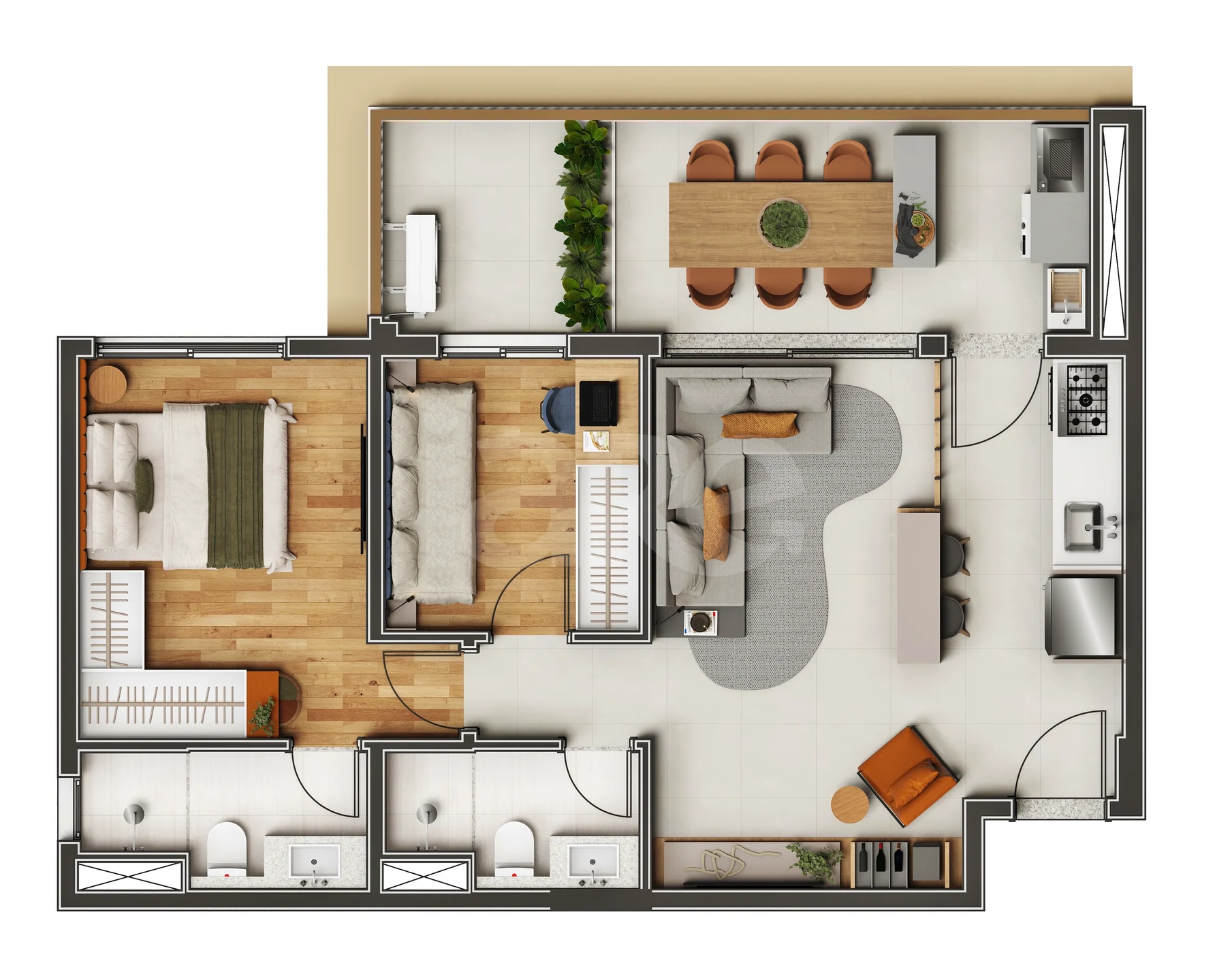 Planta — Apartamento 64 m²