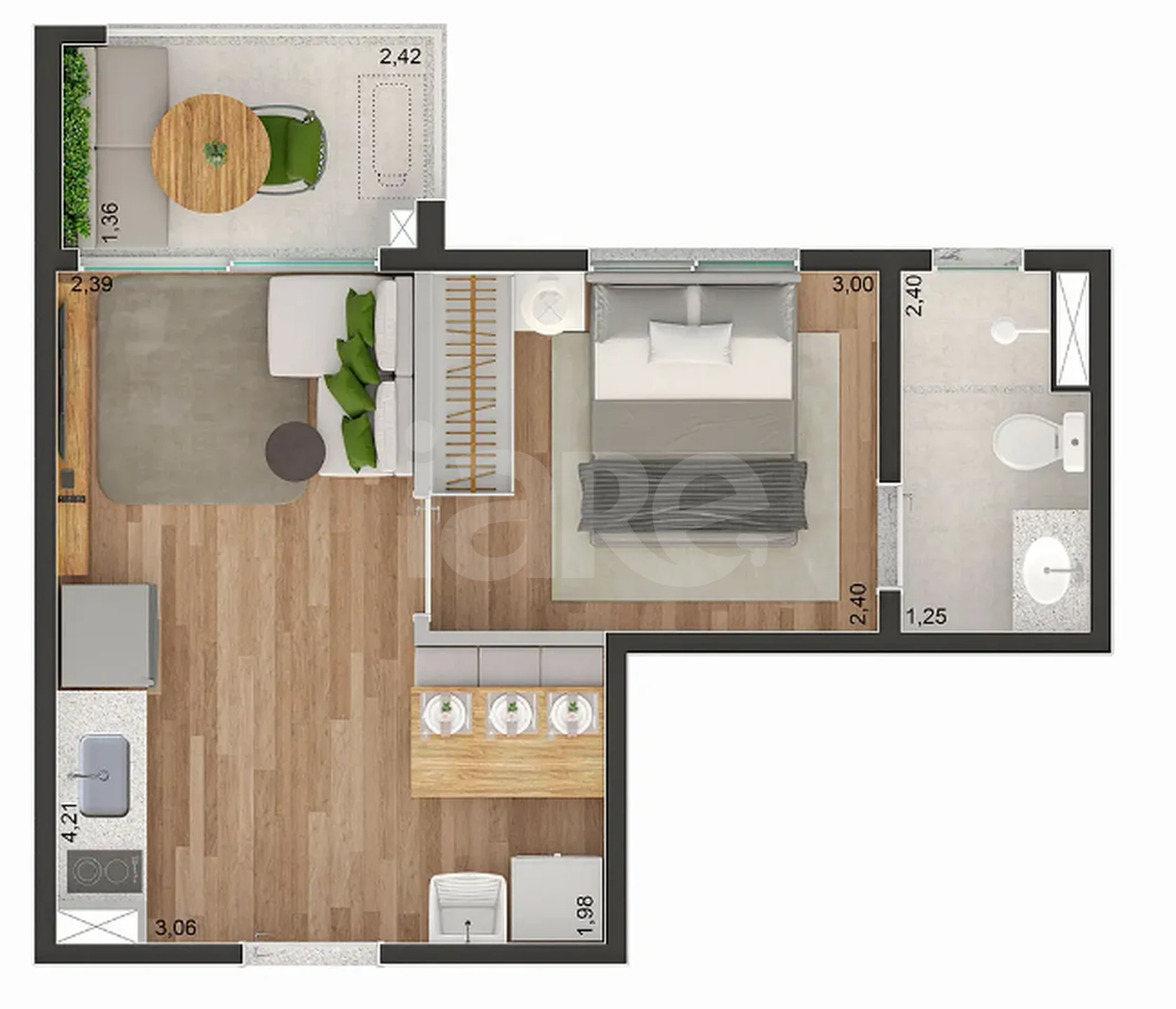 Planta — Apartamento 31,44 m²