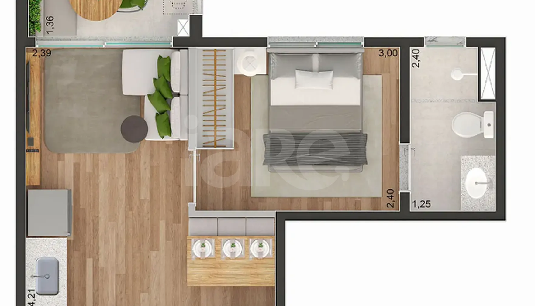 Planta — Apartamento 31,44 m²