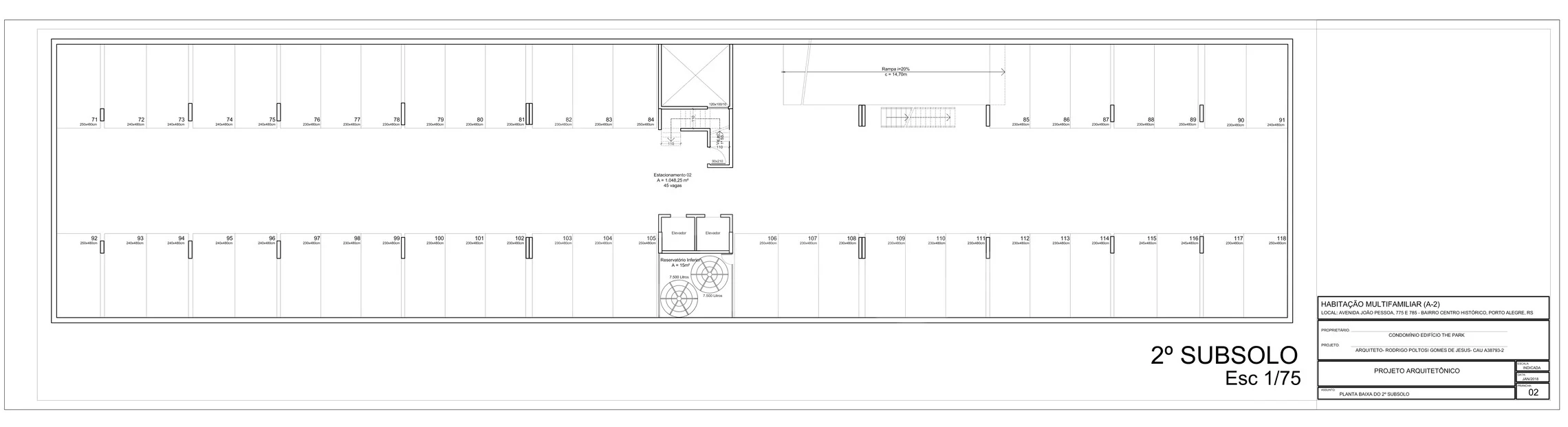 Planta — Implantação - pavimento subsolo -2