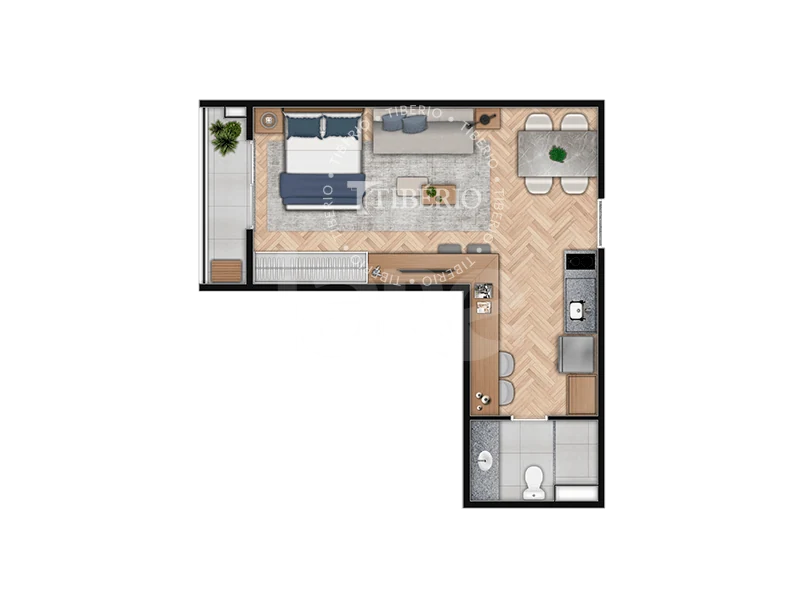 Planta — Studio 35,38 m²