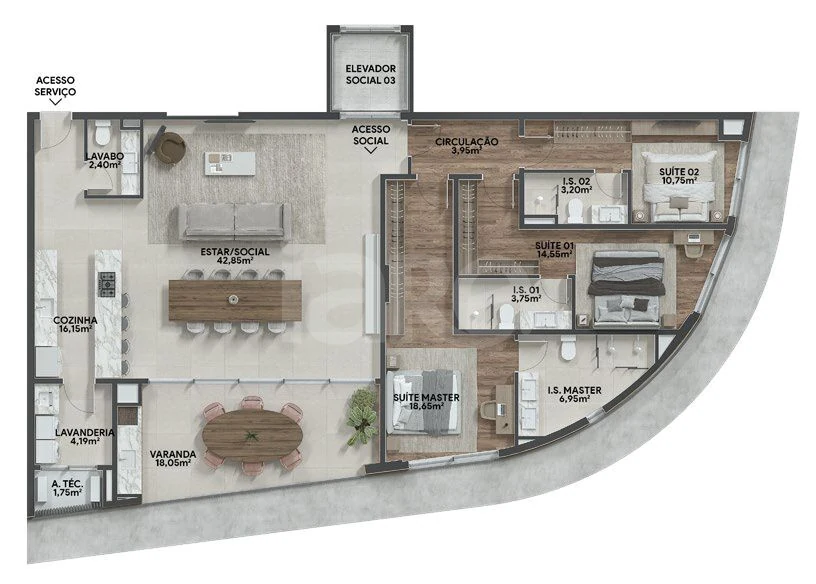 Planta — Apartamento 167,45 m²