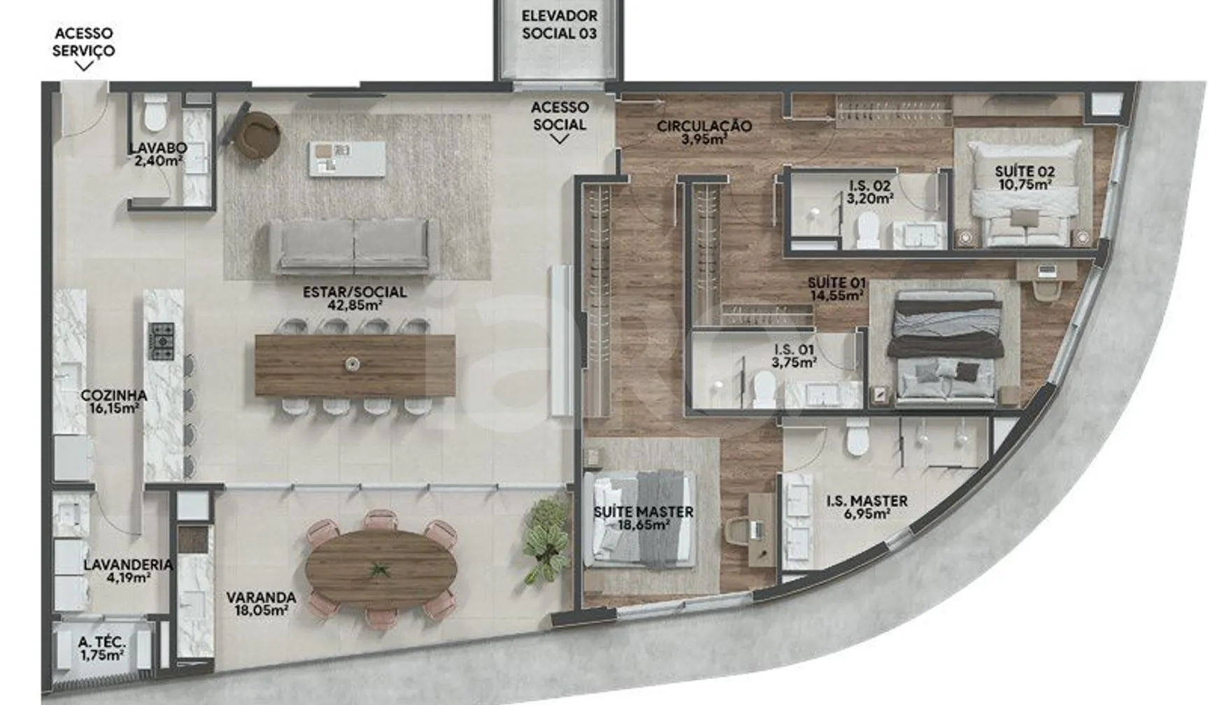 Planta — Apartamento 167,45 m²