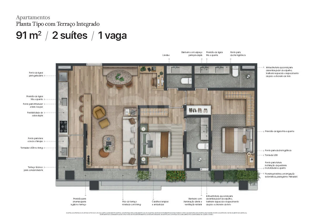 Planta — Apartamento 76,77 m²