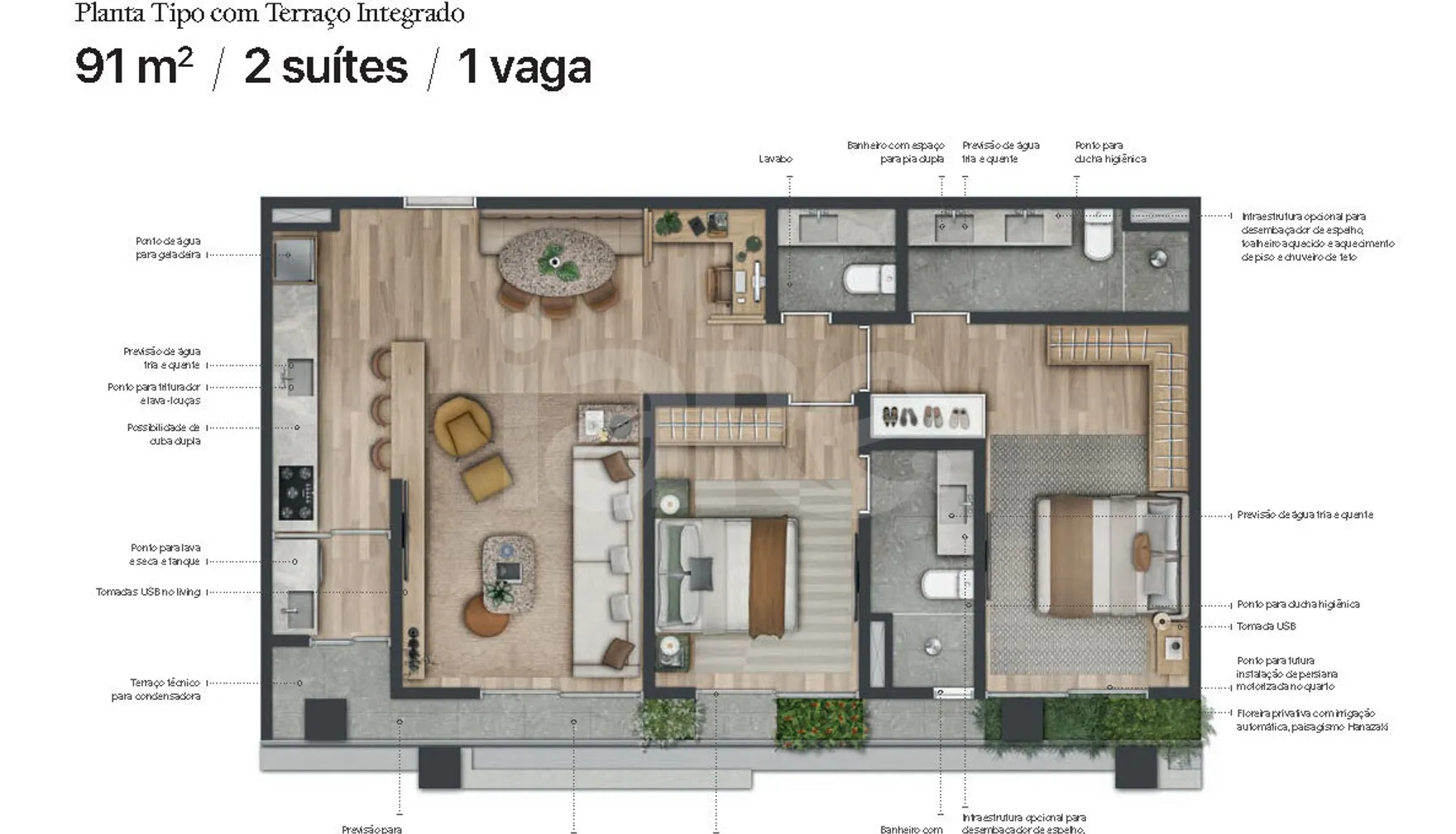 Planta — Apartamento 76,77 m²