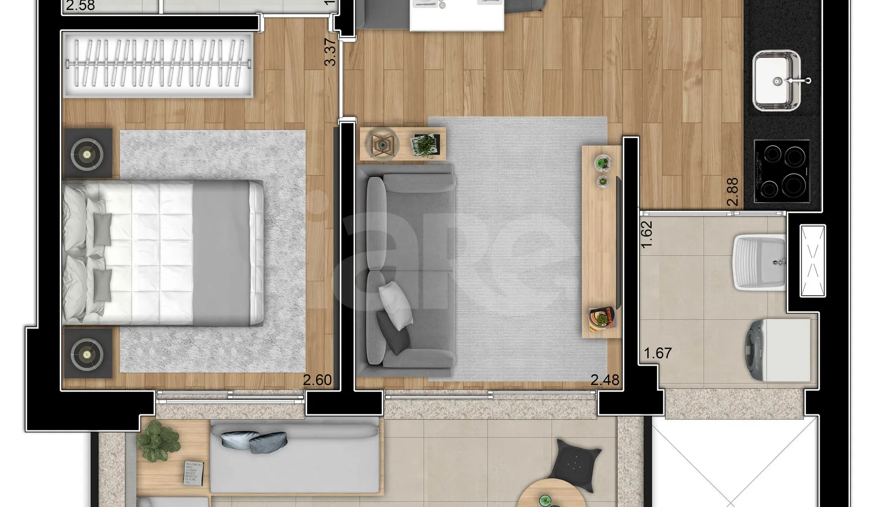 Planta — Apartamento 49,95 m²
