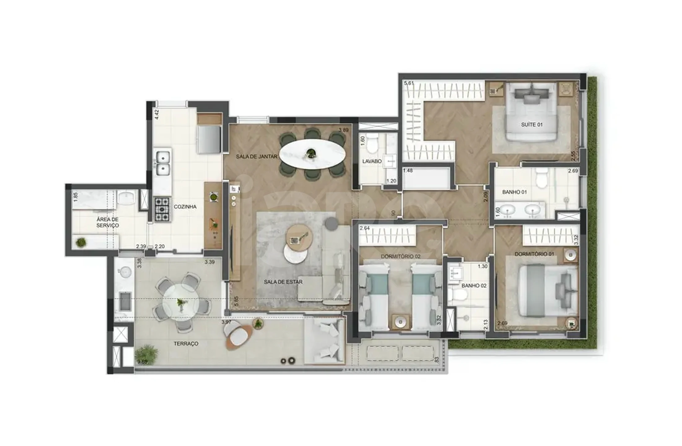 Planta — Apartamento 128,86 m²