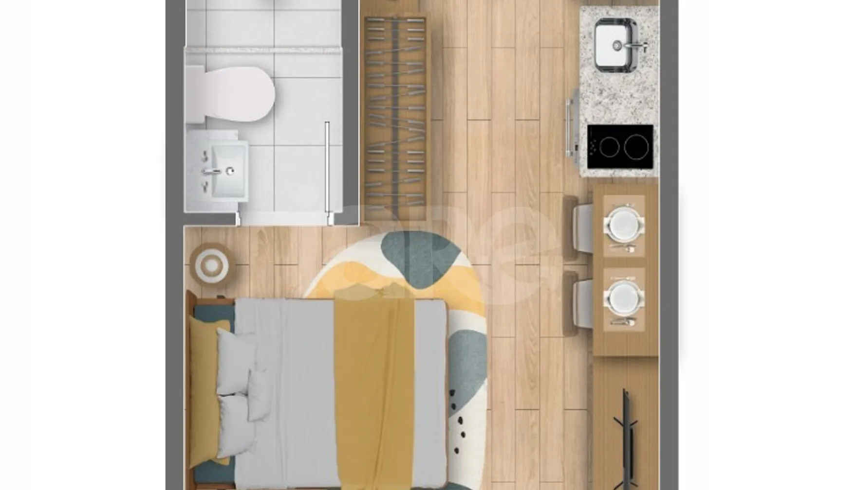 Planta — Studio 17,48 m²