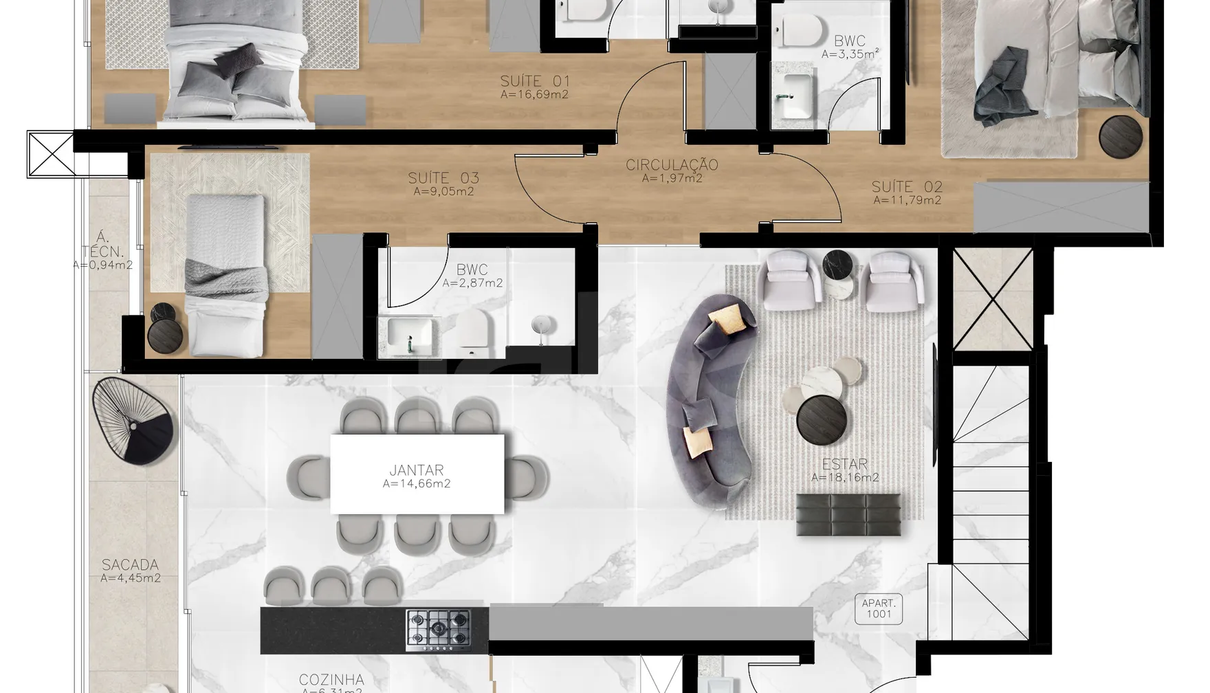 Planta — Cobertura Duplex 249,54 m²