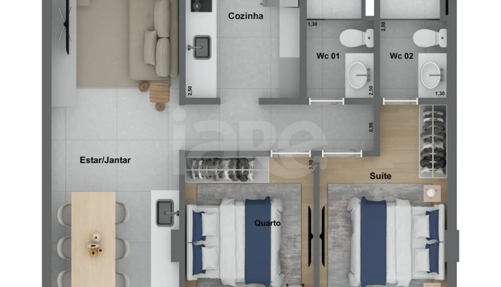 Planta — Apartamento 58,12 m²