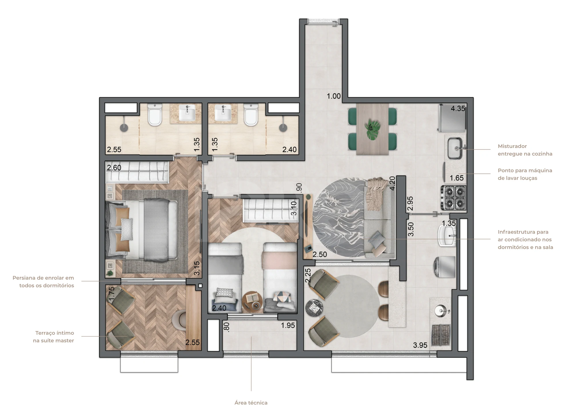 Planta — Apartamento 66,5 m²