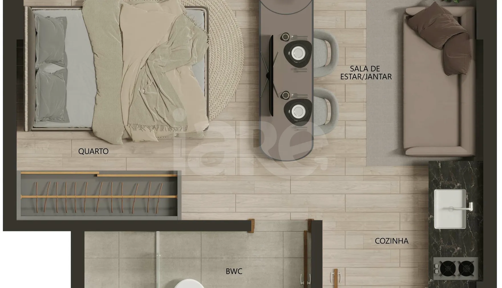 Planta — Studio 23,25 m²