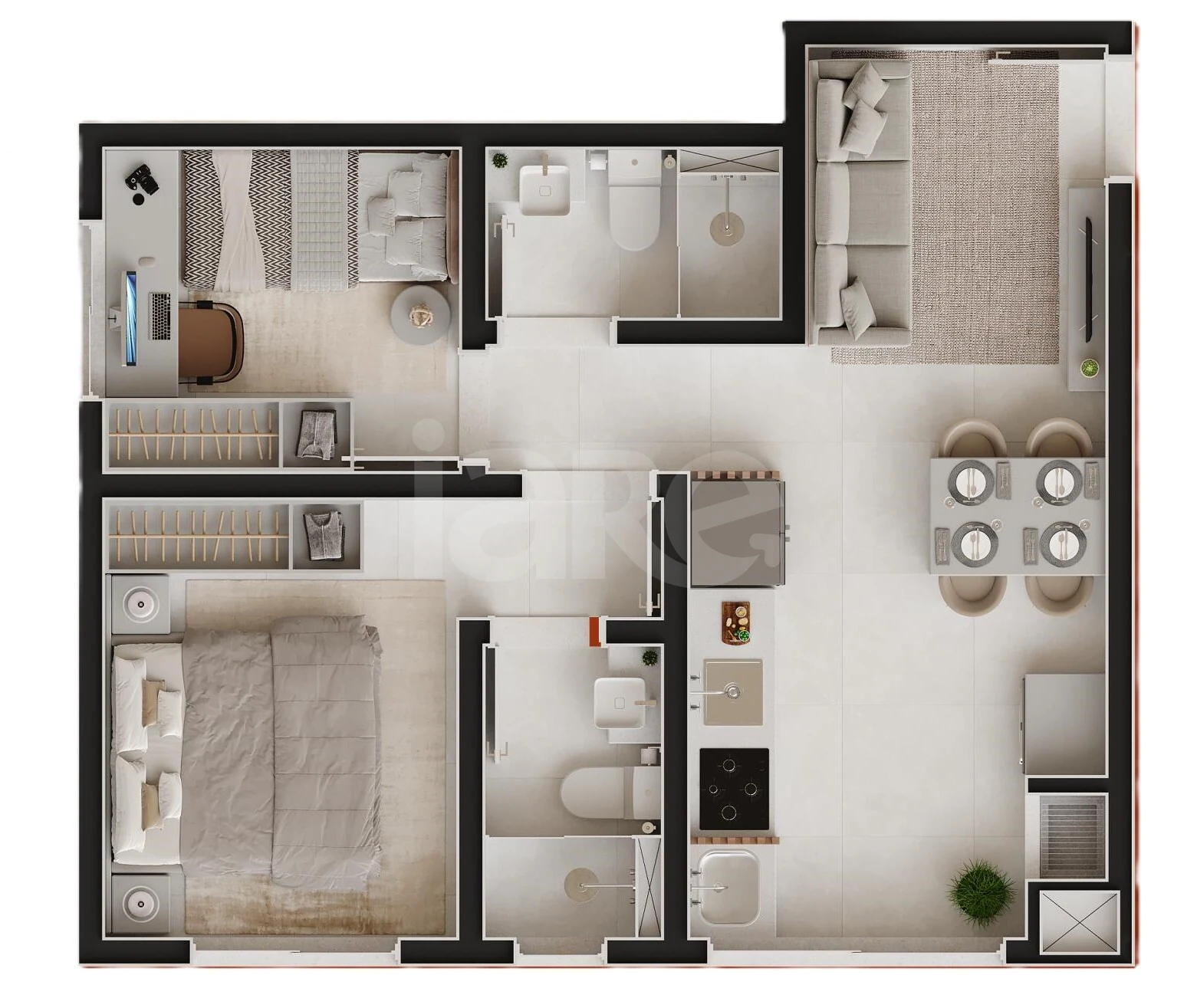 Planta — Apartamento 42,83 m²