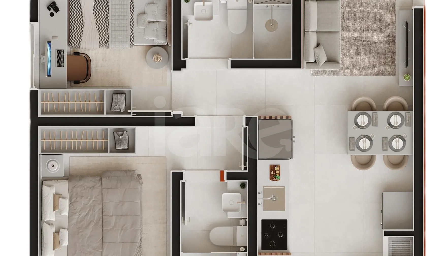 Planta — Apartamento 42,83 m²