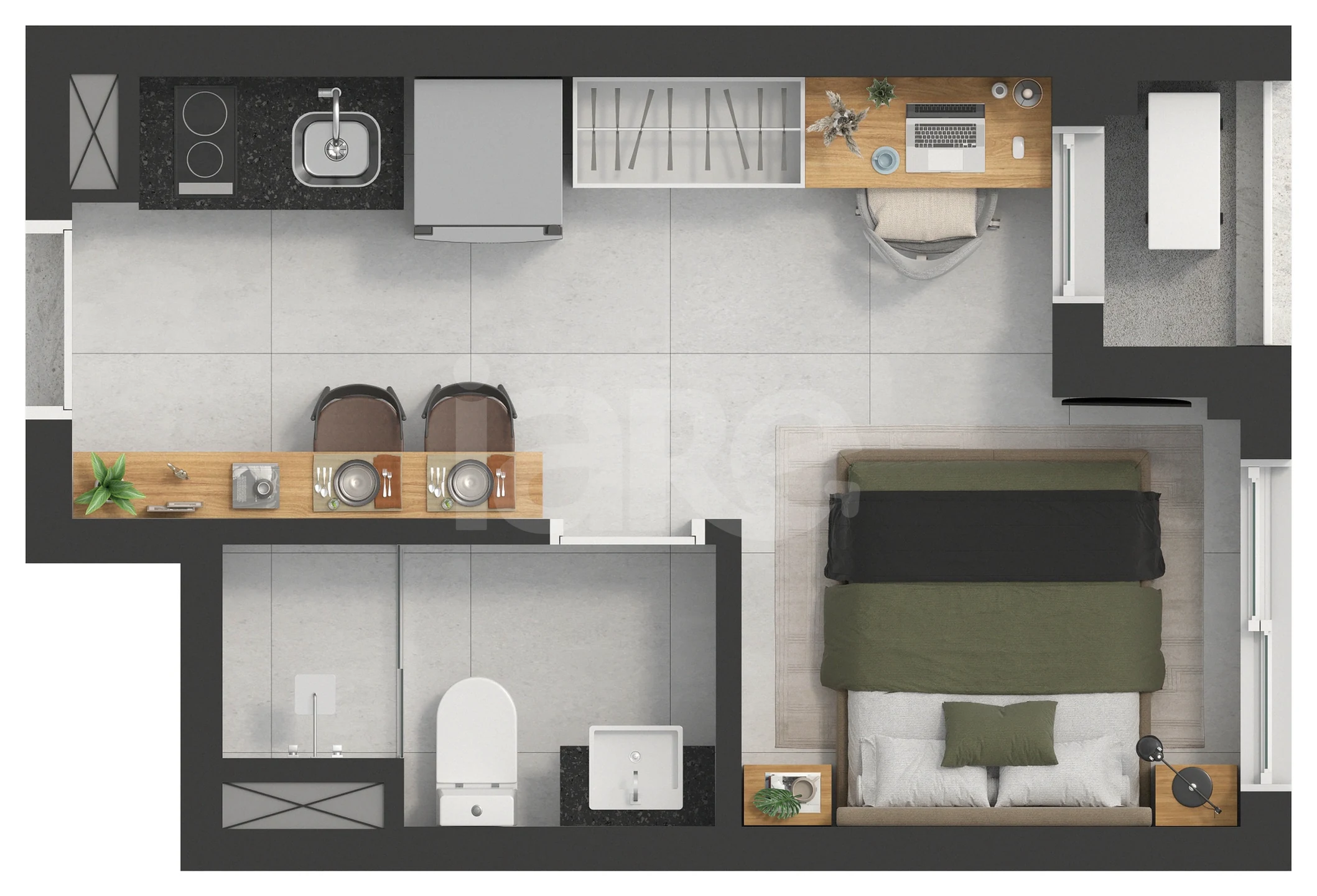 Planta — Studio 20,07 m²