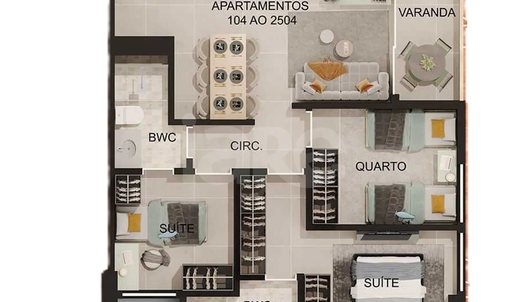 Planta — Apartamento 62,32 m²
