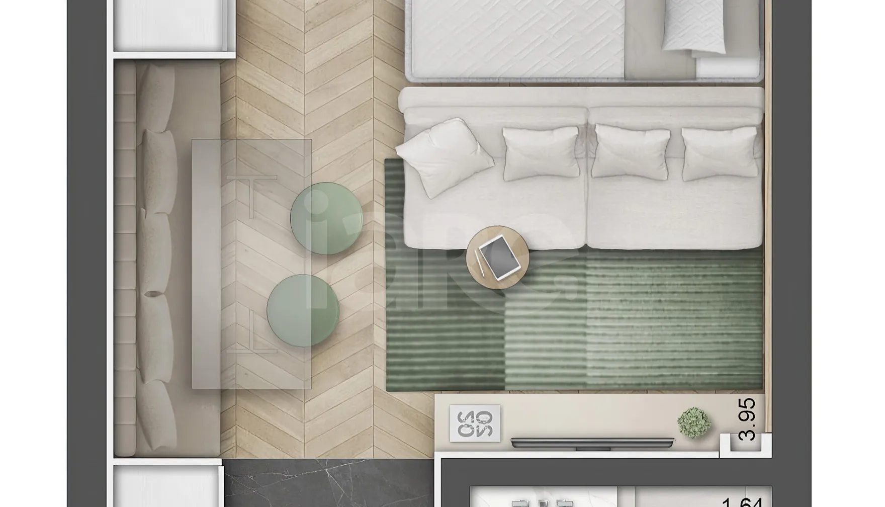 Planta — Studio 26,07 m²