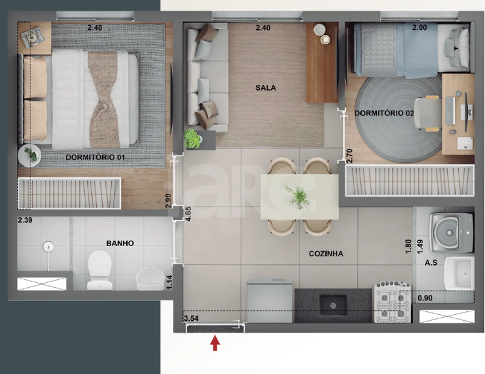 Planta — Apartamento 34 m²