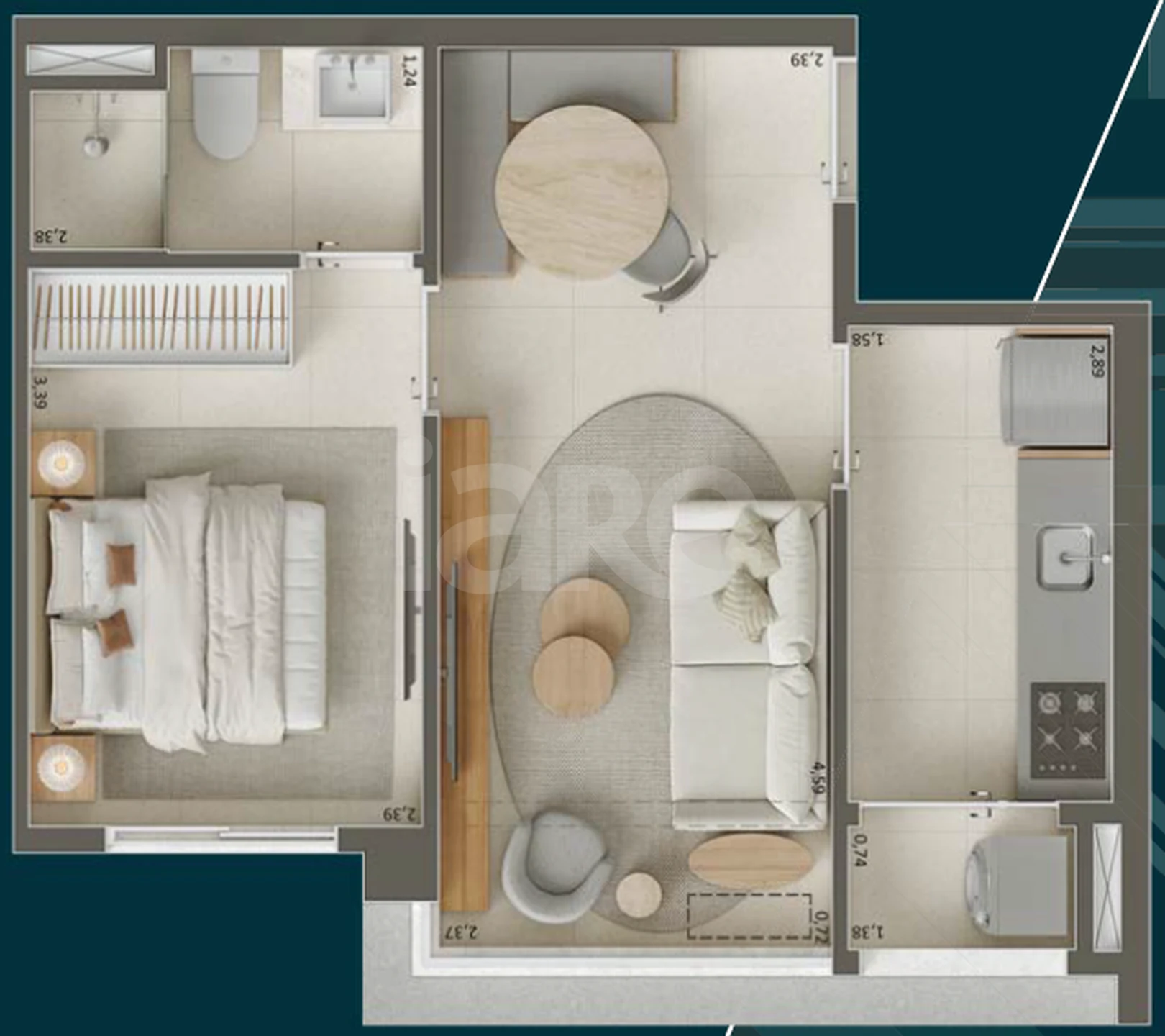 Planta — Apartamento 34,27 m²