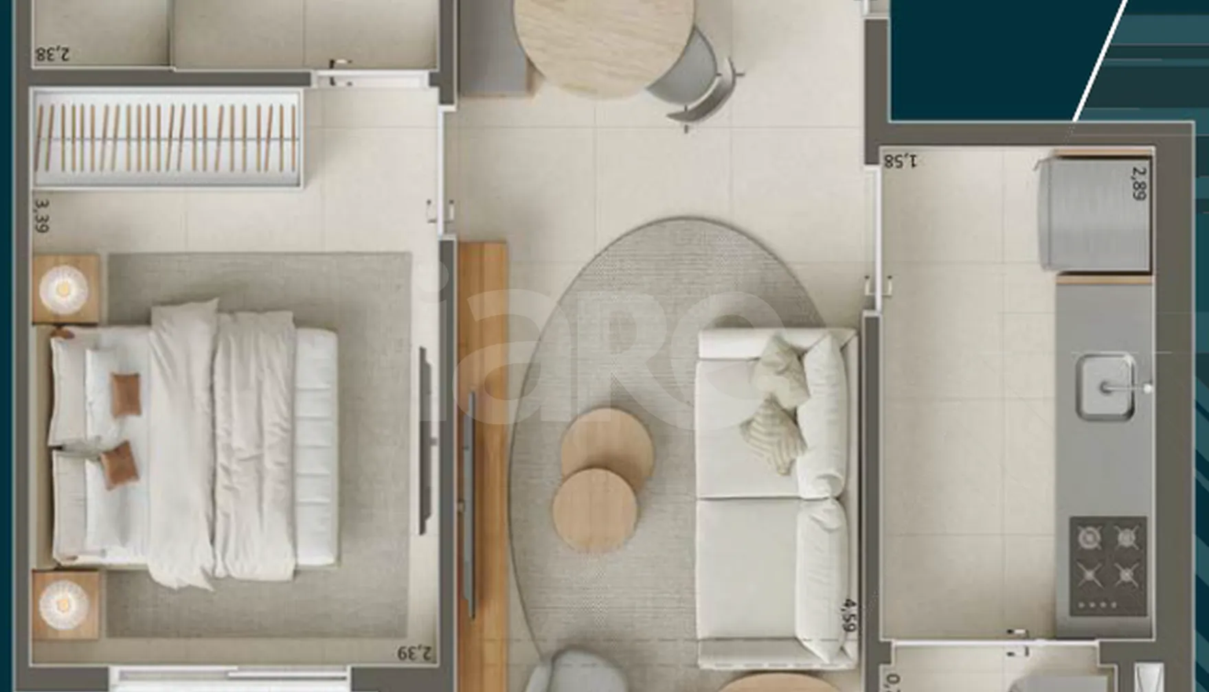 Planta — Apartamento 34,27 m²