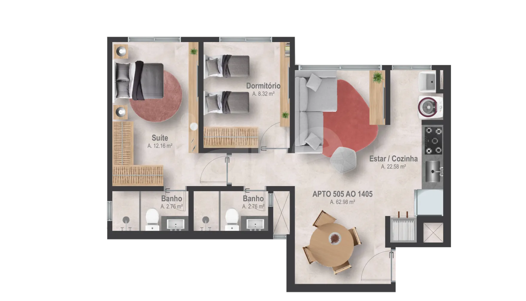 Planta — Garden 62,92 m²