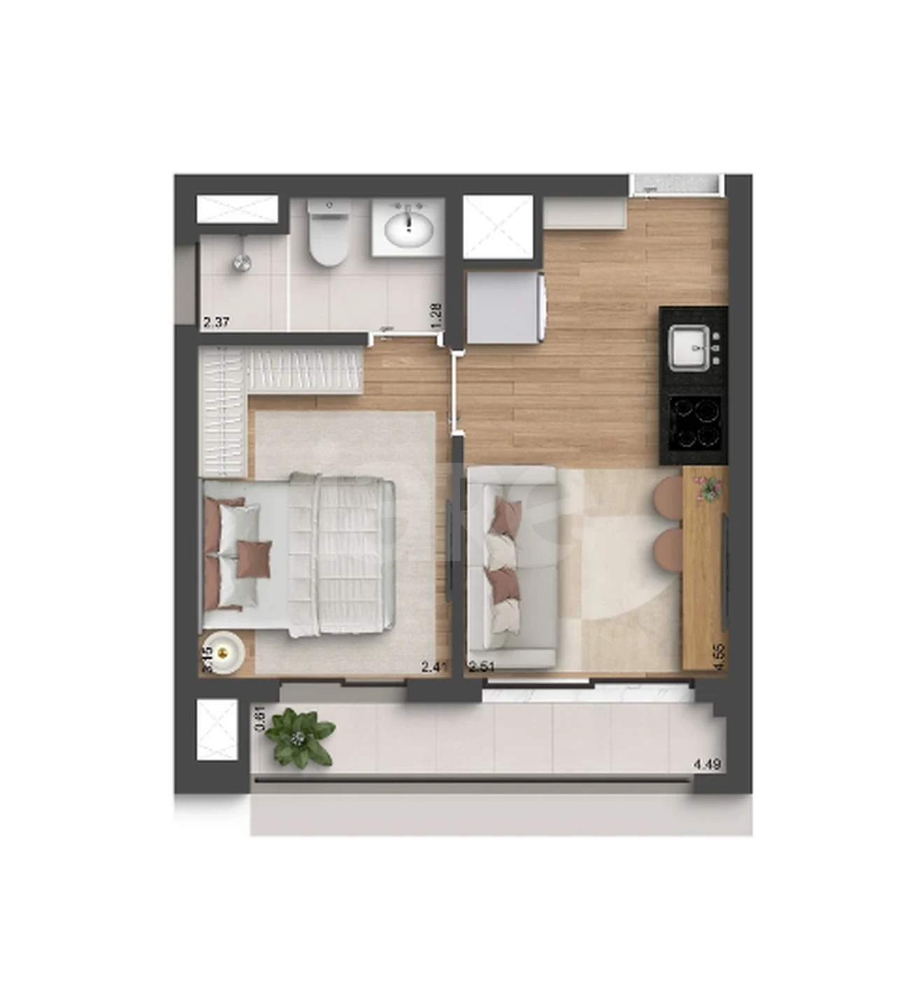 Planta — Apartamento 30 m²