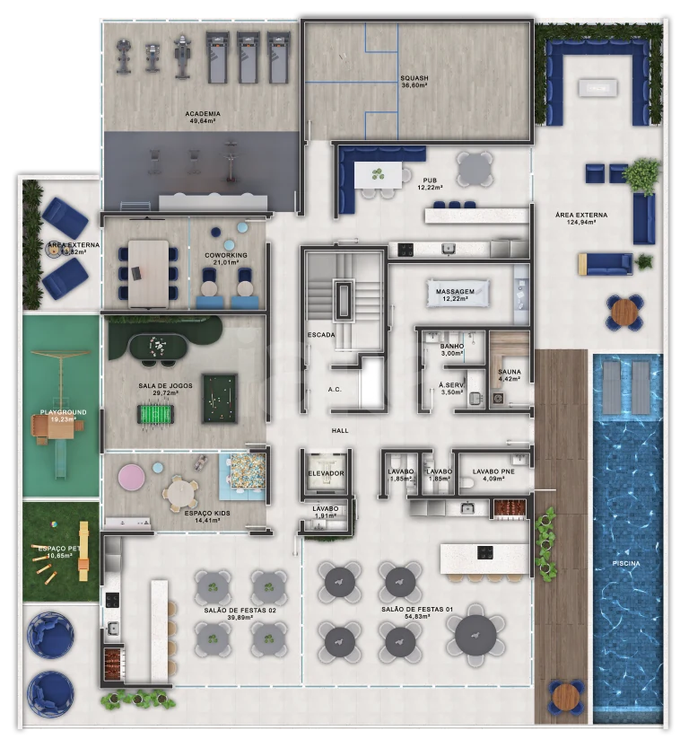 Planta — Pavimento lazer