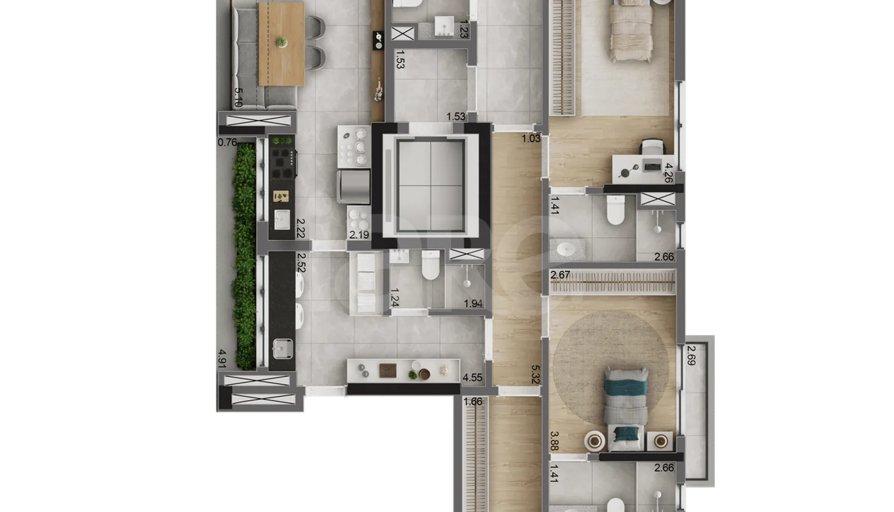 Planta — Apartamento 165,11 m²