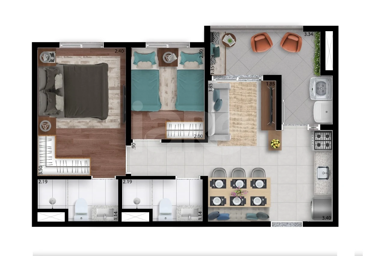 Planta — Apartamento 42,73 m²