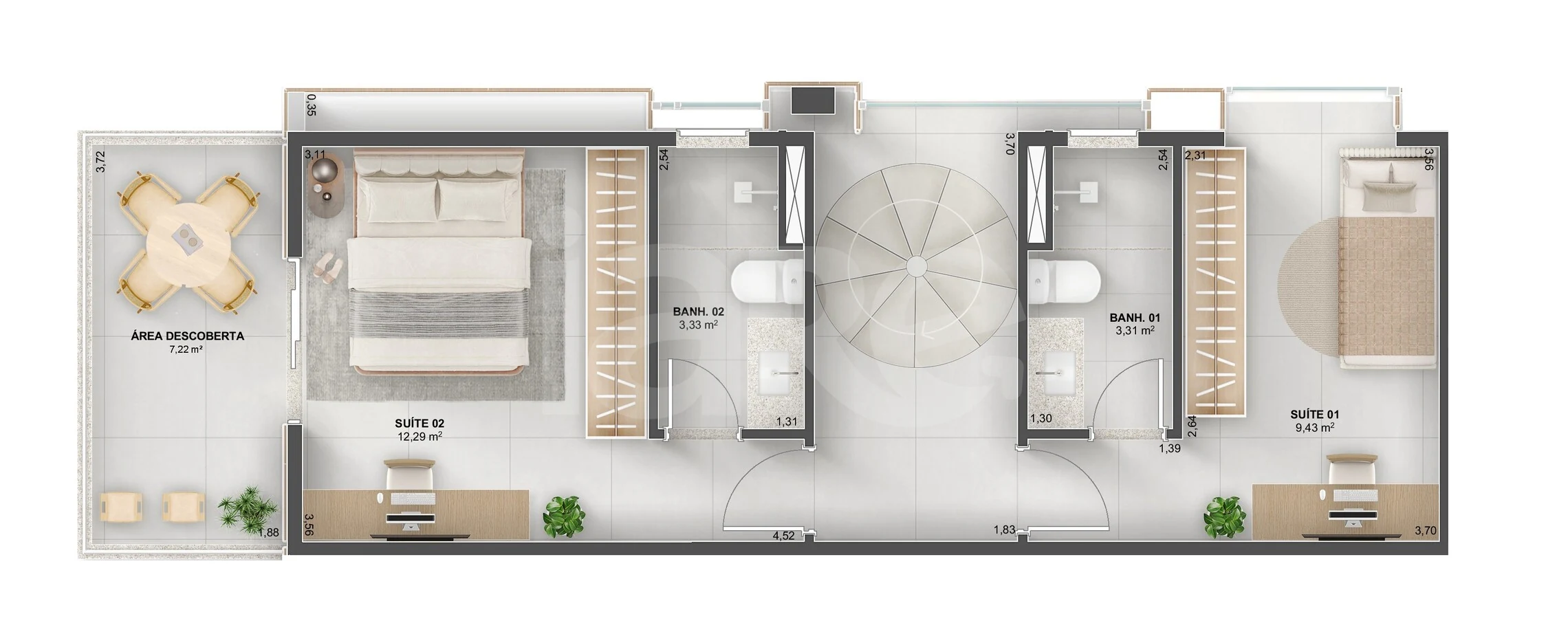 Planta — Cobertura Duplex 128,17 m²