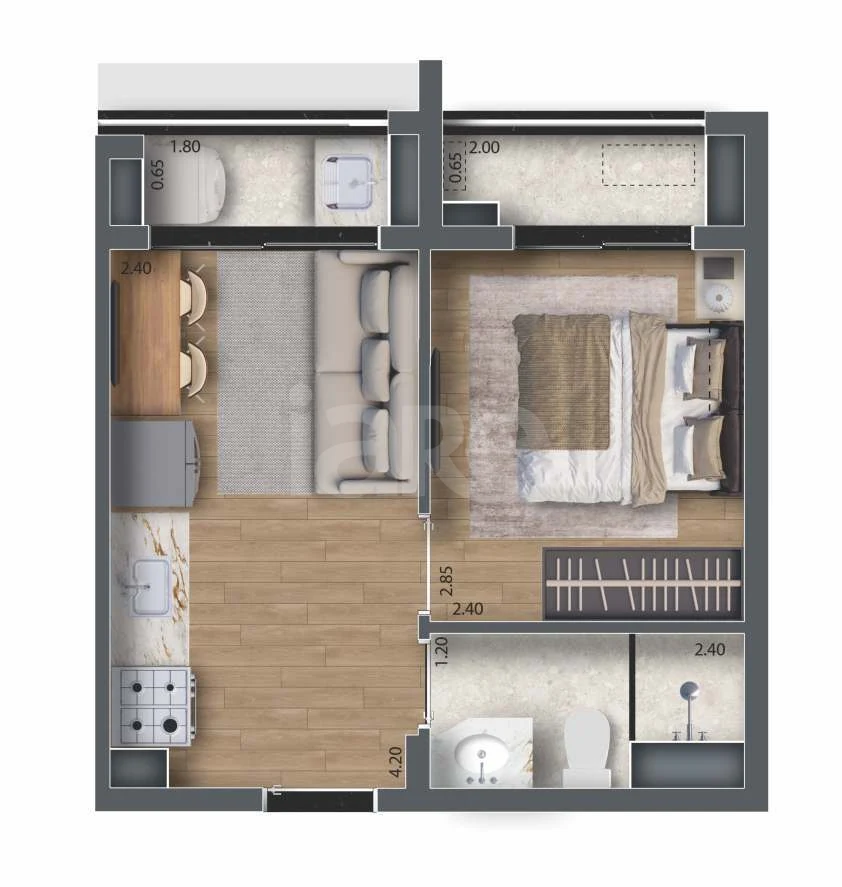 Planta — Apartamento 27,78 m²