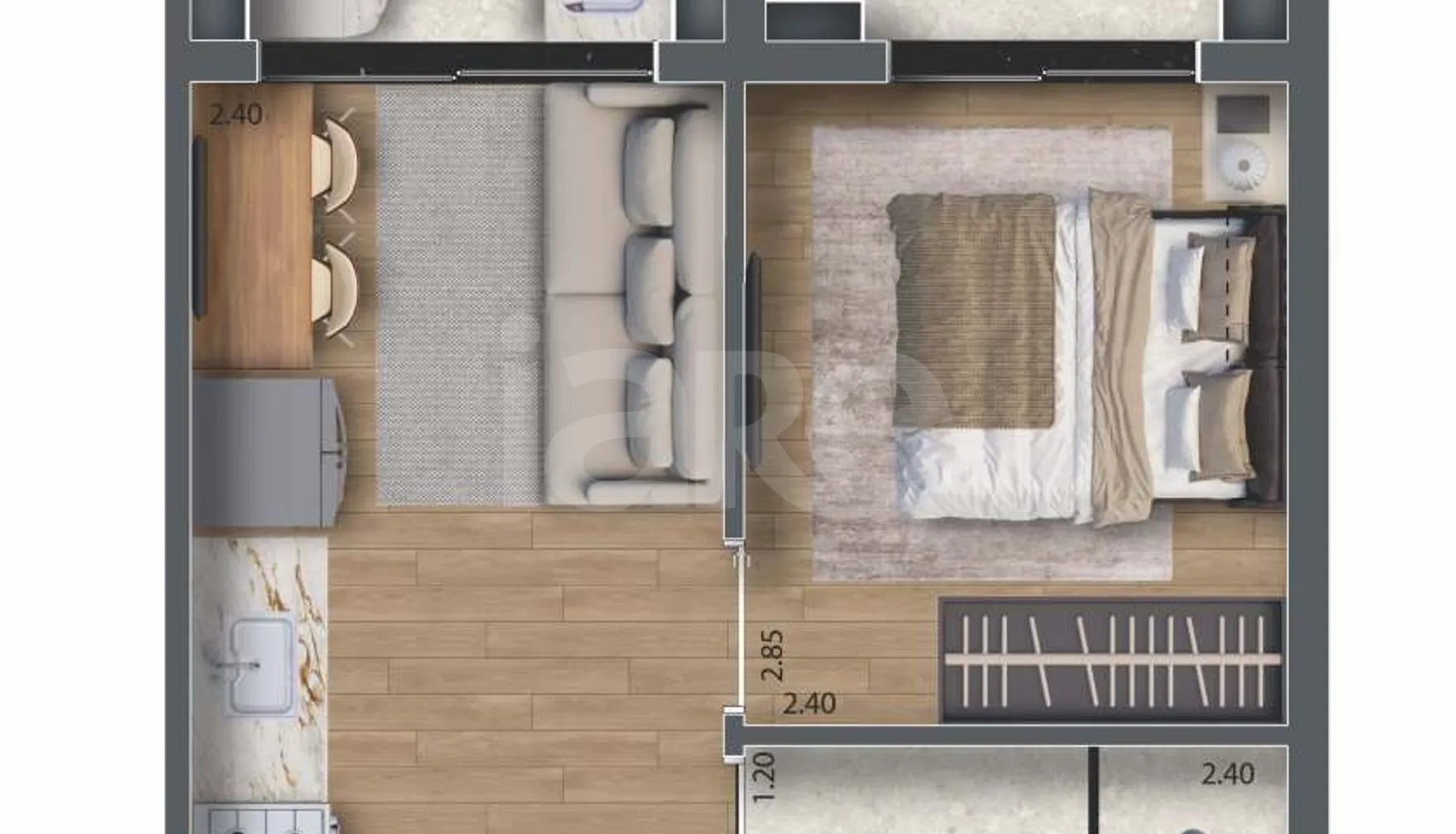 Planta — Apartamento 27,78 m²