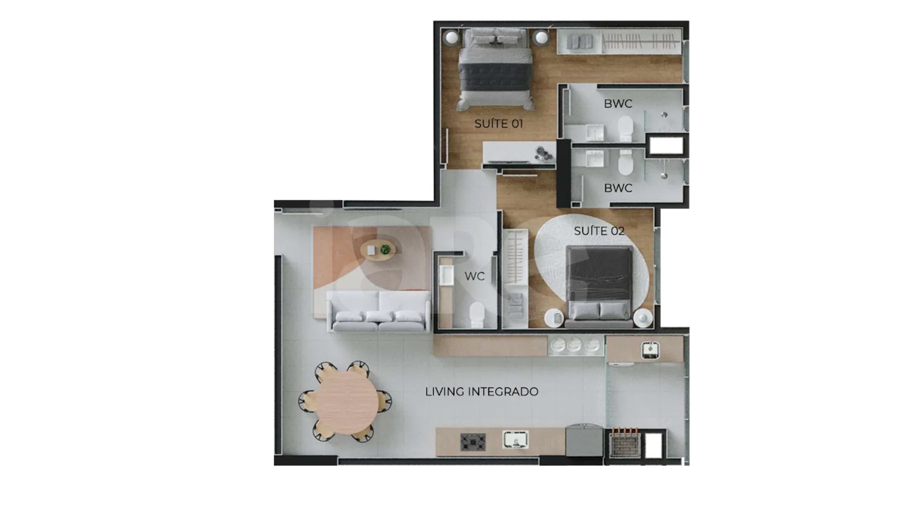 Planta — Apartamento 83,5 m²