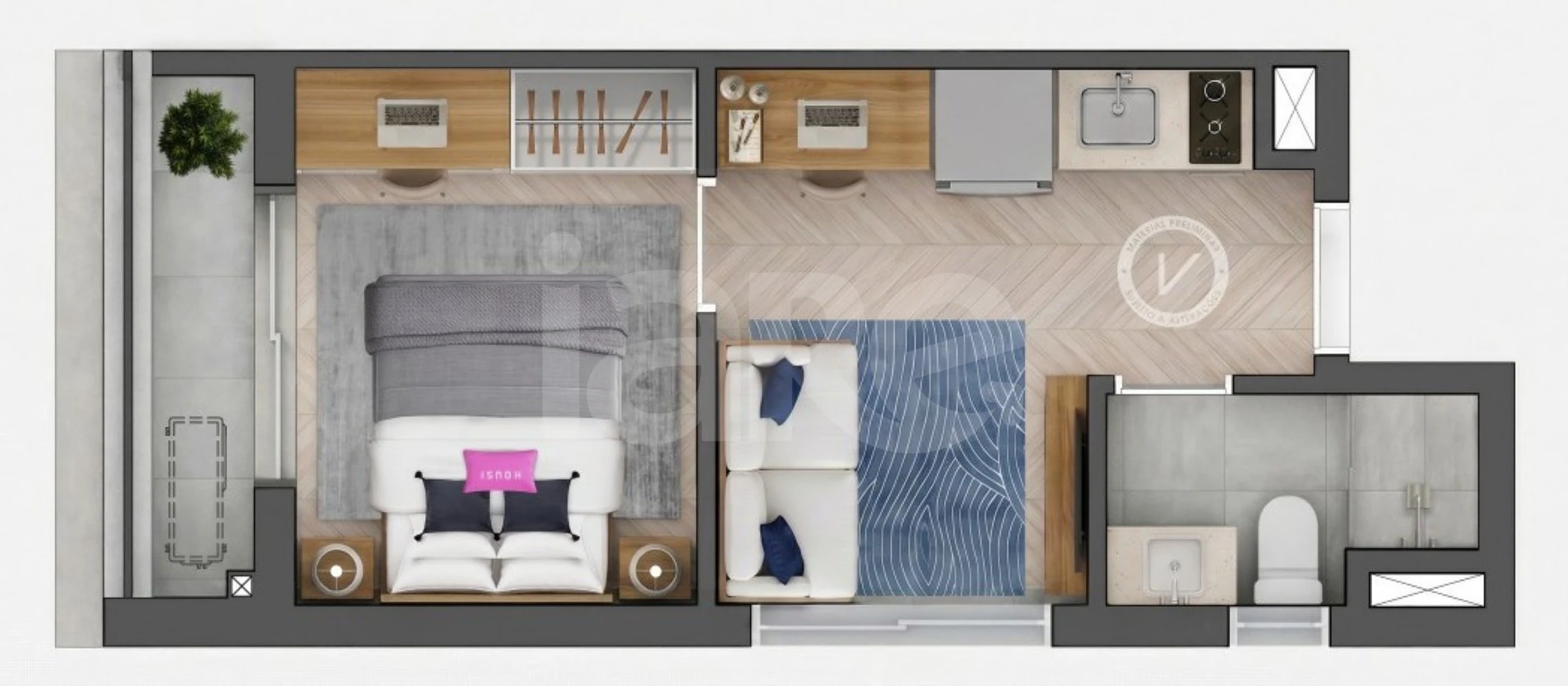 Planta — Studio 29,21 m²