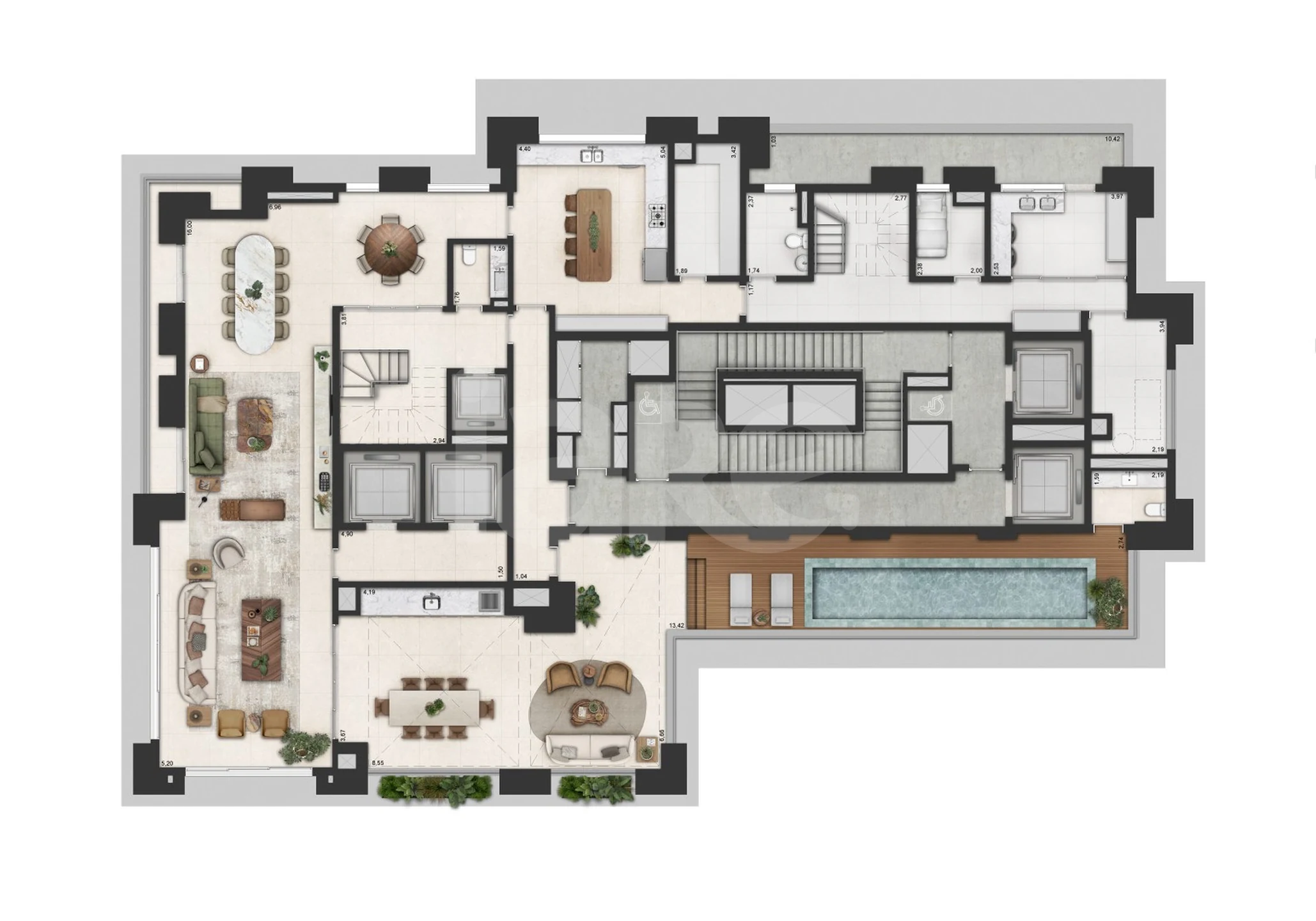 Planta — Cobertura Duplex 590,16 m²