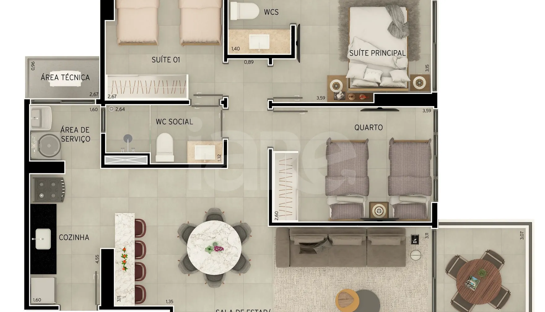 Planta — Apartamento 87,33 m²