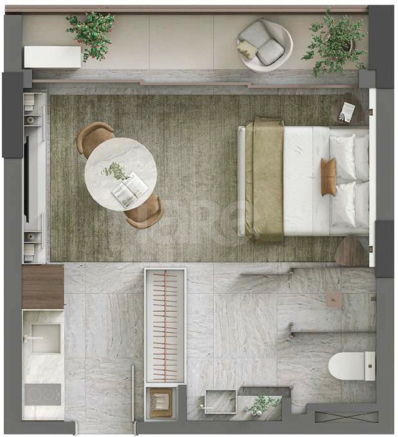 Planta — Studio 32,44 m²