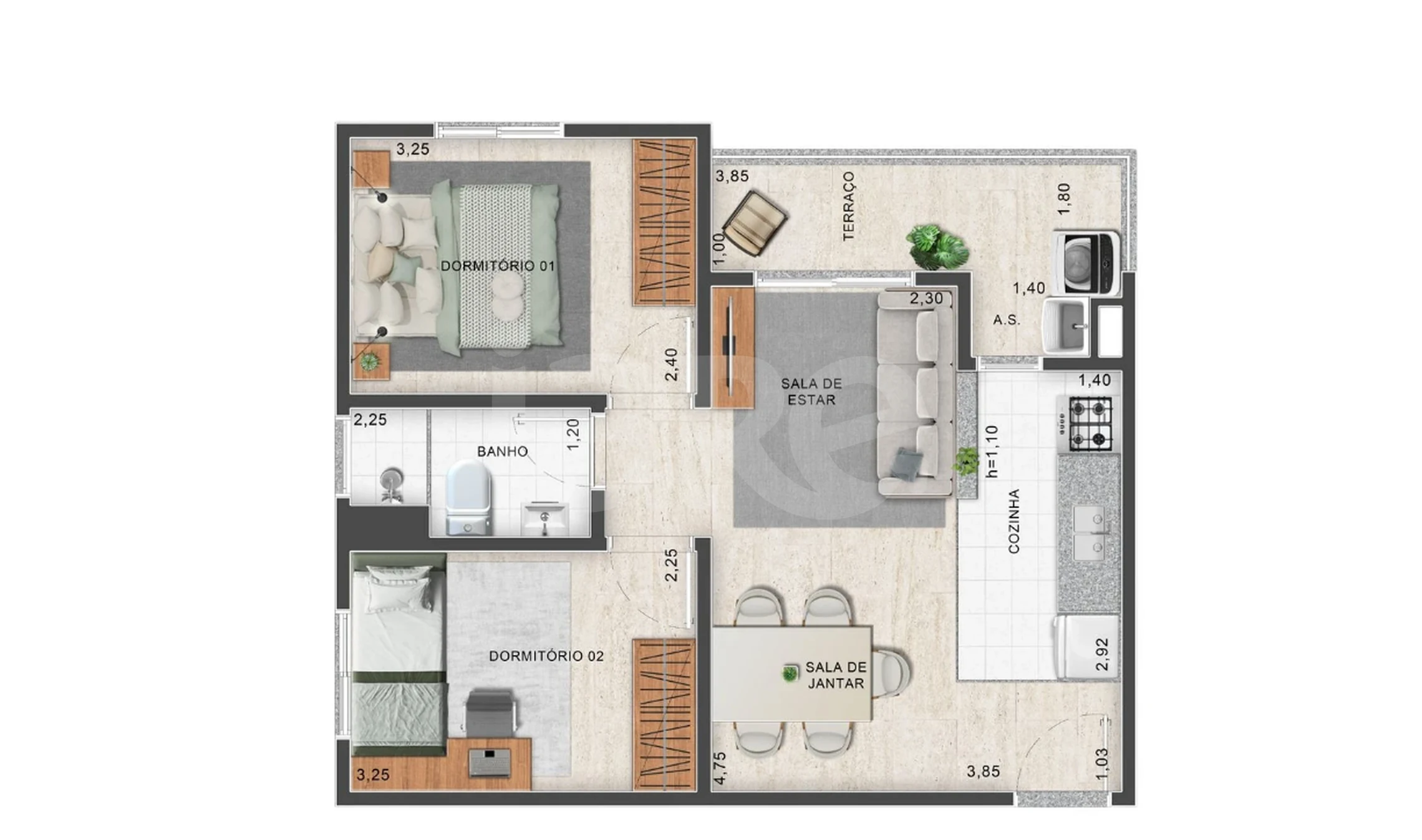 Planta — Apartamento 40,12 m²