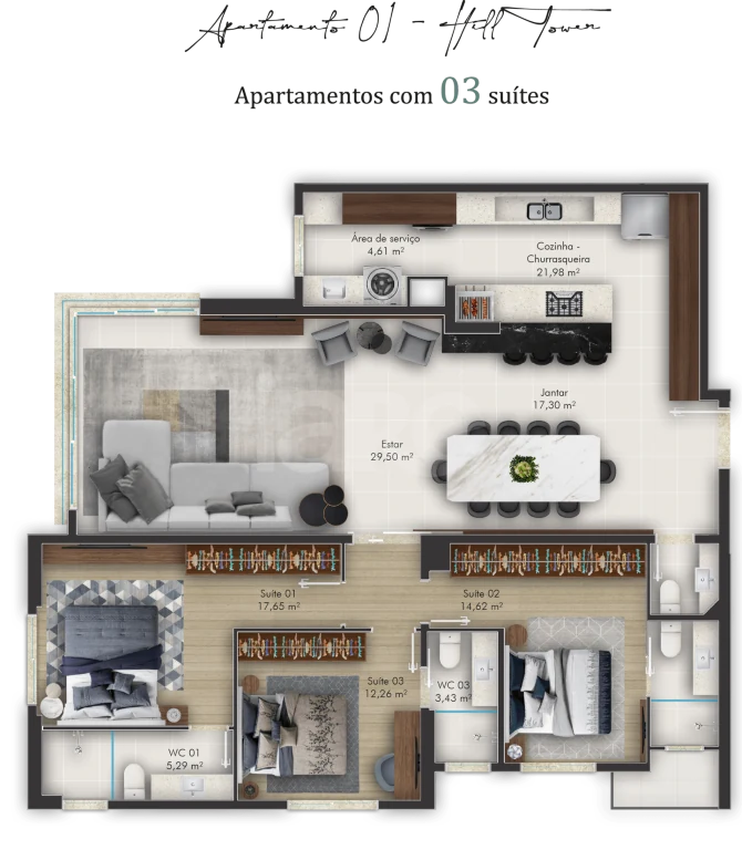 Planta — Apartamento 154,85 m²