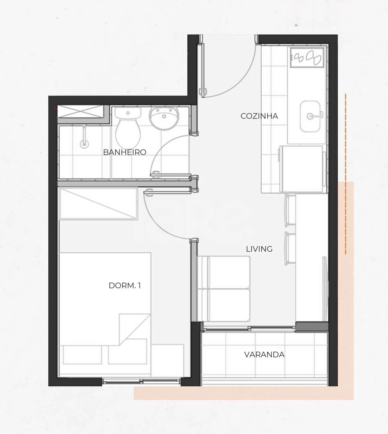 Planta — Apartamento 20,95 m²