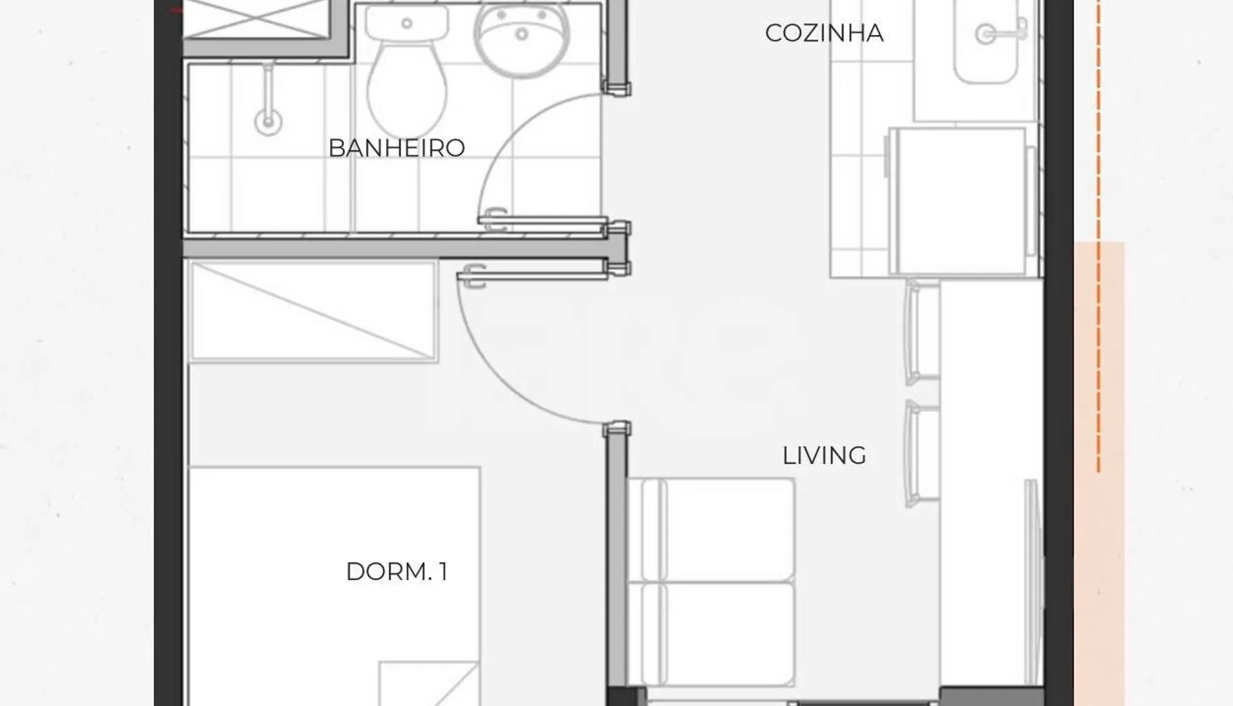 Planta — Apartamento 20,95 m²