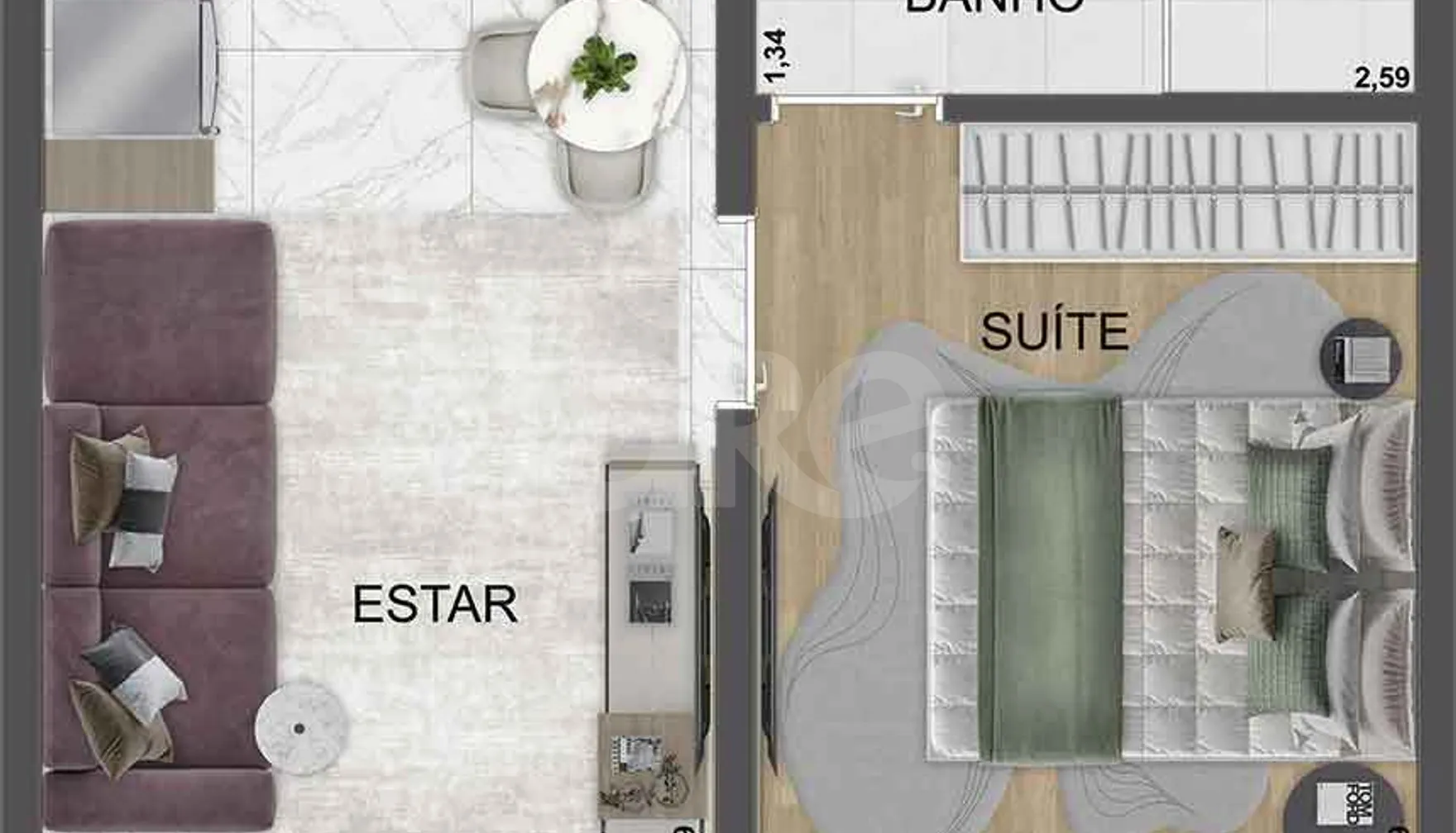 Planta — Apartamento 34,61 m²