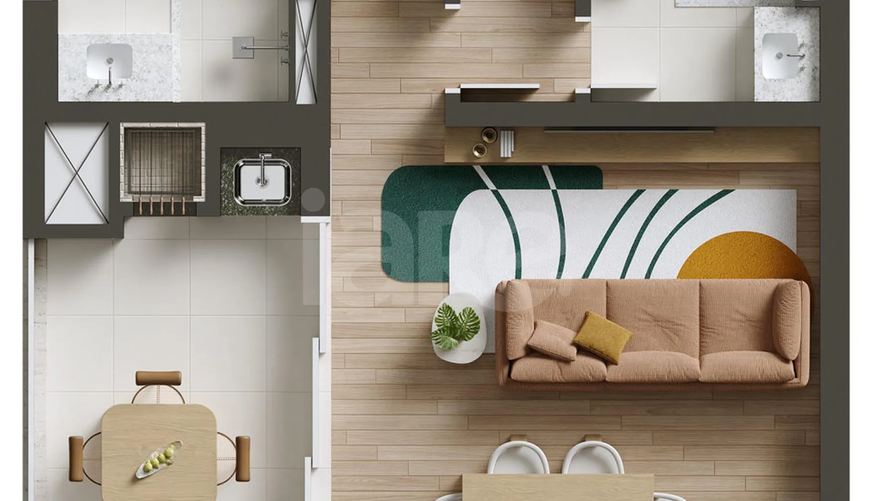 Planta — Apartamento 70,63 m²