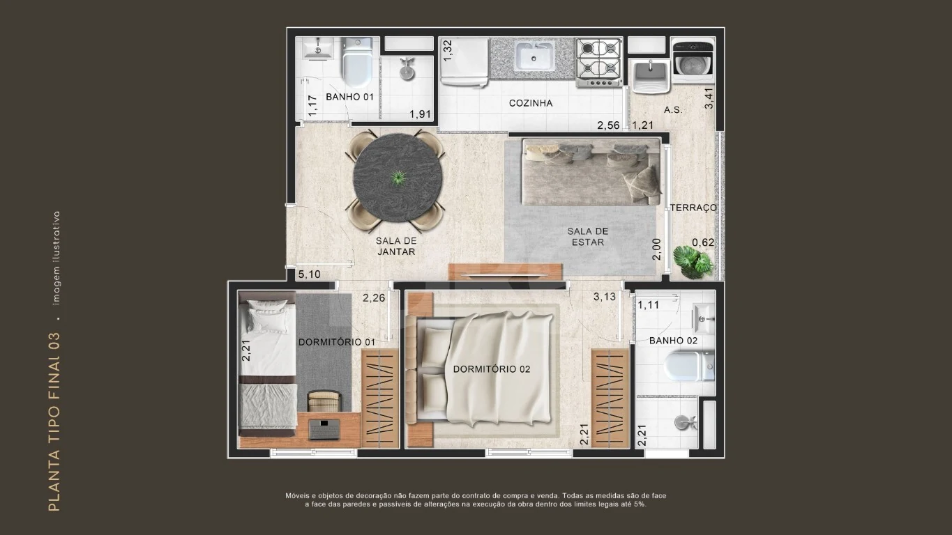 Planta — Garden 52,6 m²