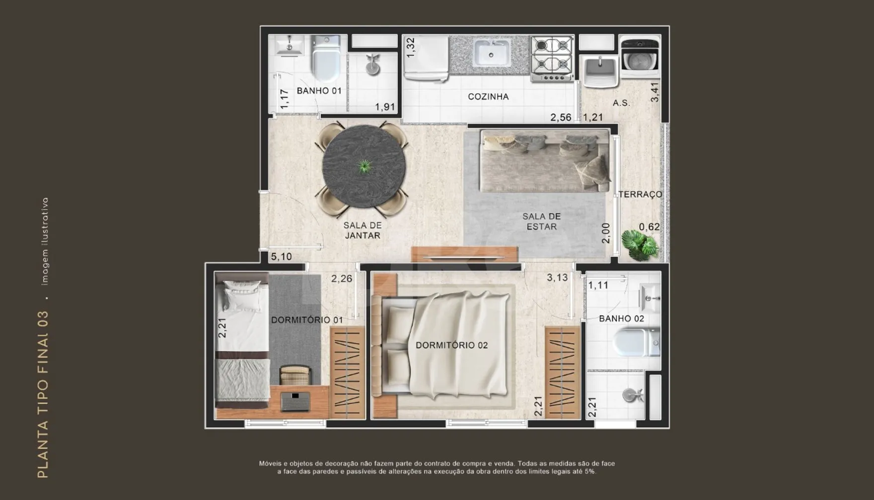 Planta — Garden 52,6 m²