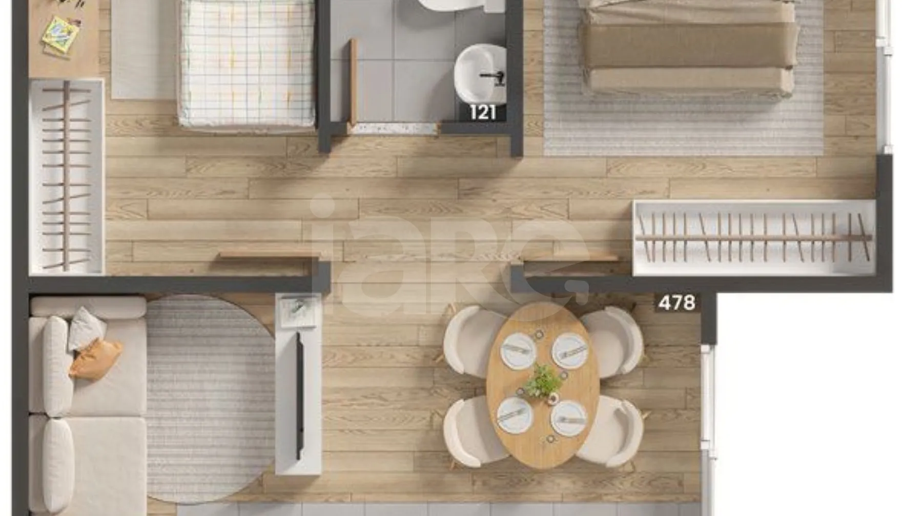 Planta — Apartamento 35,74 m²