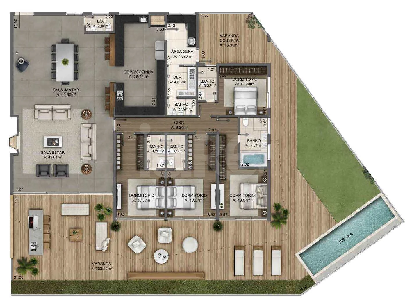 Planta — Apartamento 488,37 m²