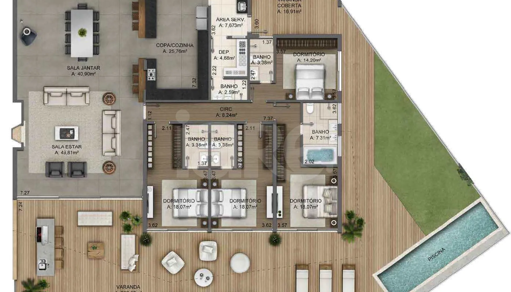 Planta — Apartamento 488,37 m²