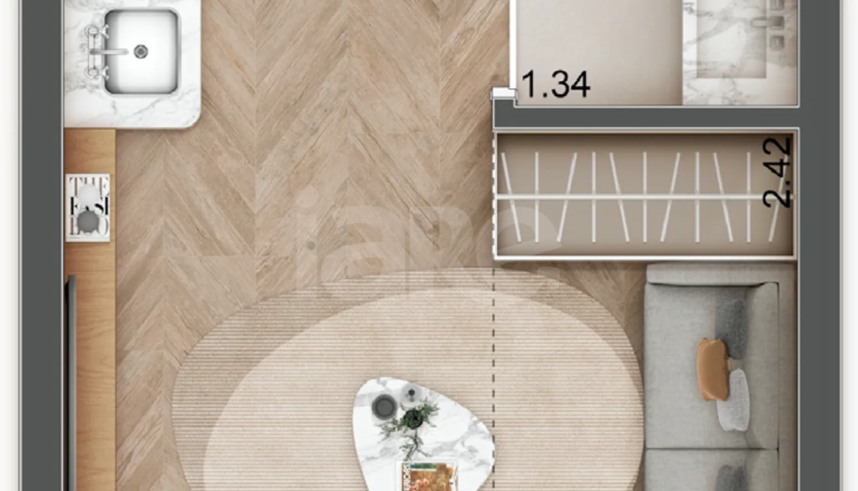 Planta — Studio 23,13 m²